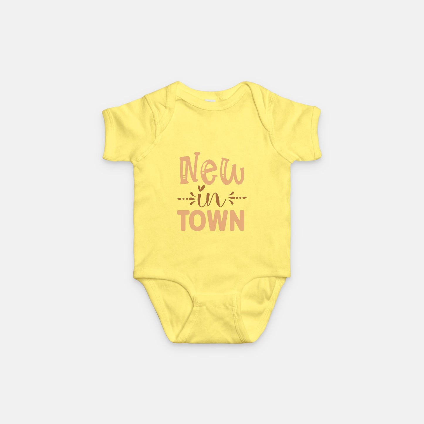 Short Sleeve Baby One-Piece – "New in Town"