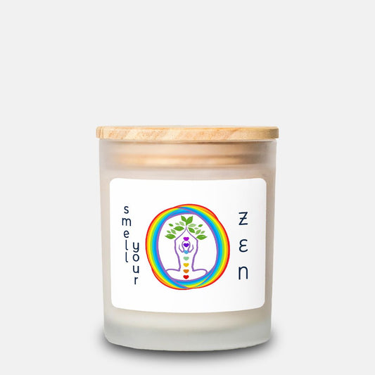 Hand-Poured Soy Wax Candle-11oz Frosted Glass with Chakra Design