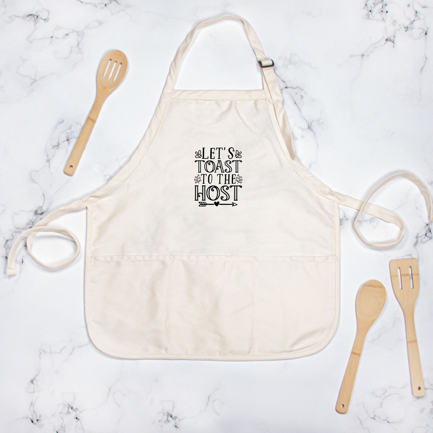 Cotton/Polyester Blend Apron – "Let’s Toast to the Host"