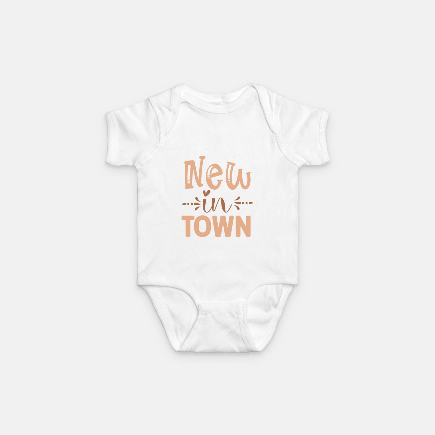 Short Sleeve Baby One-Piece – "New in Town"