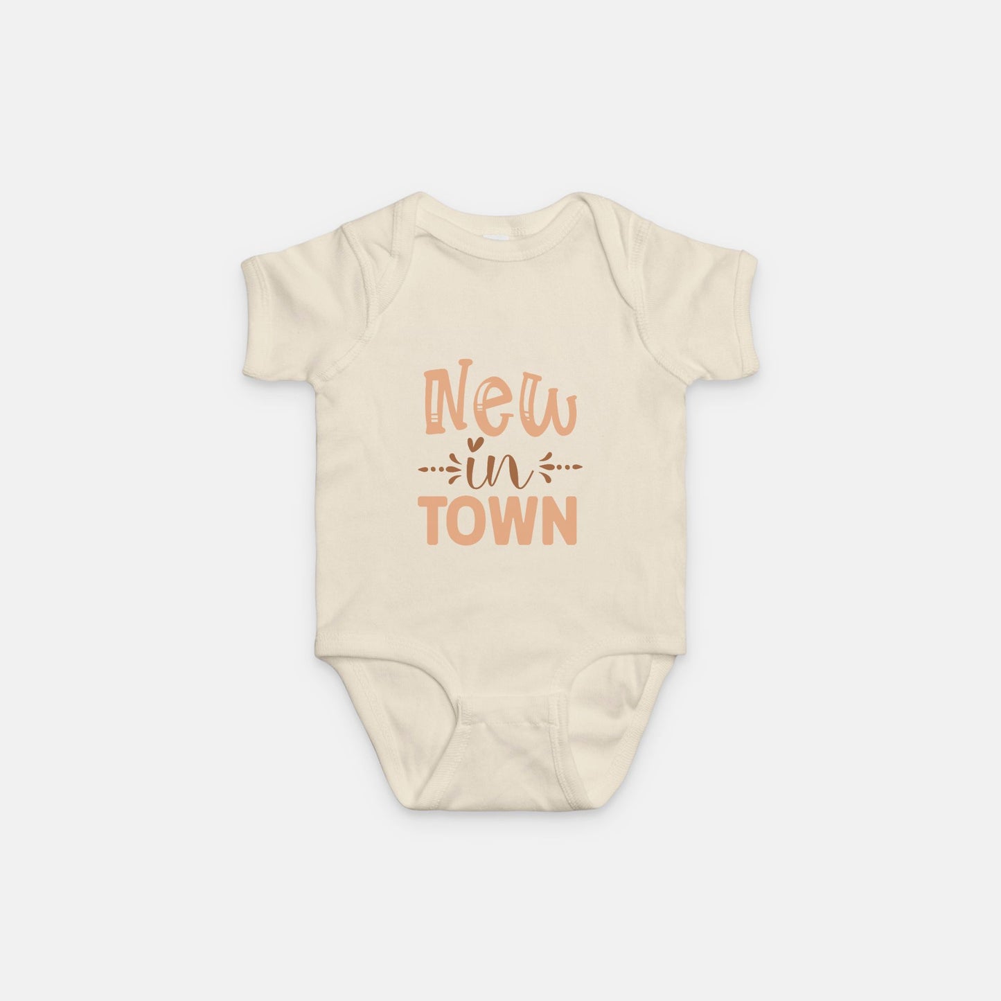 Short Sleeve Baby One-Piece – "New in Town"