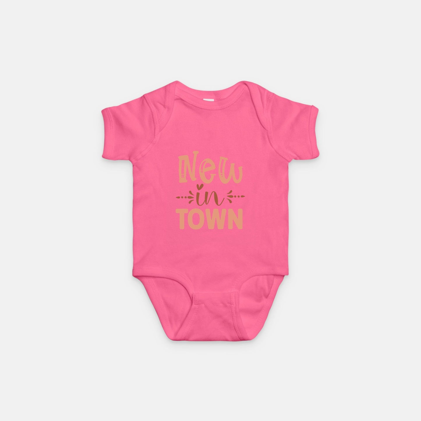 Short Sleeve Baby One-Piece – "New in Town"