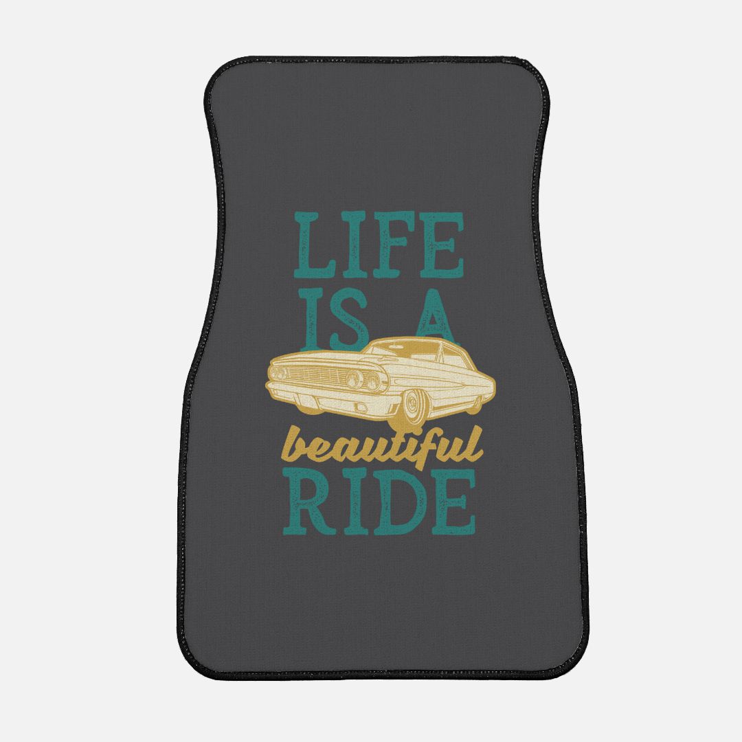 Dark Gray Car Mats – "Life is a Beautiful Ride" (Set of 2)