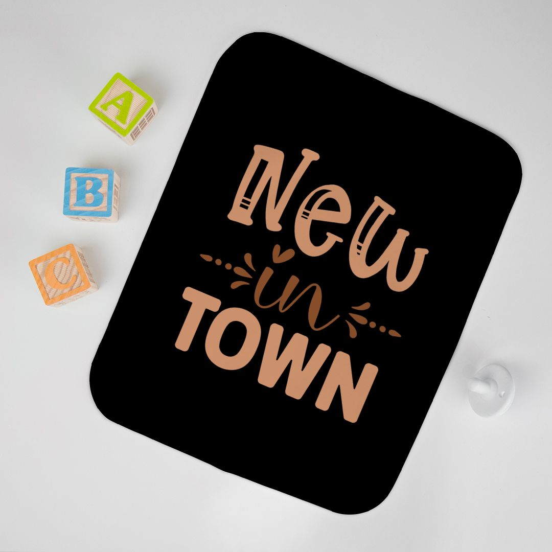 12x16 Baby Burp Cloth – Black "New in Town"